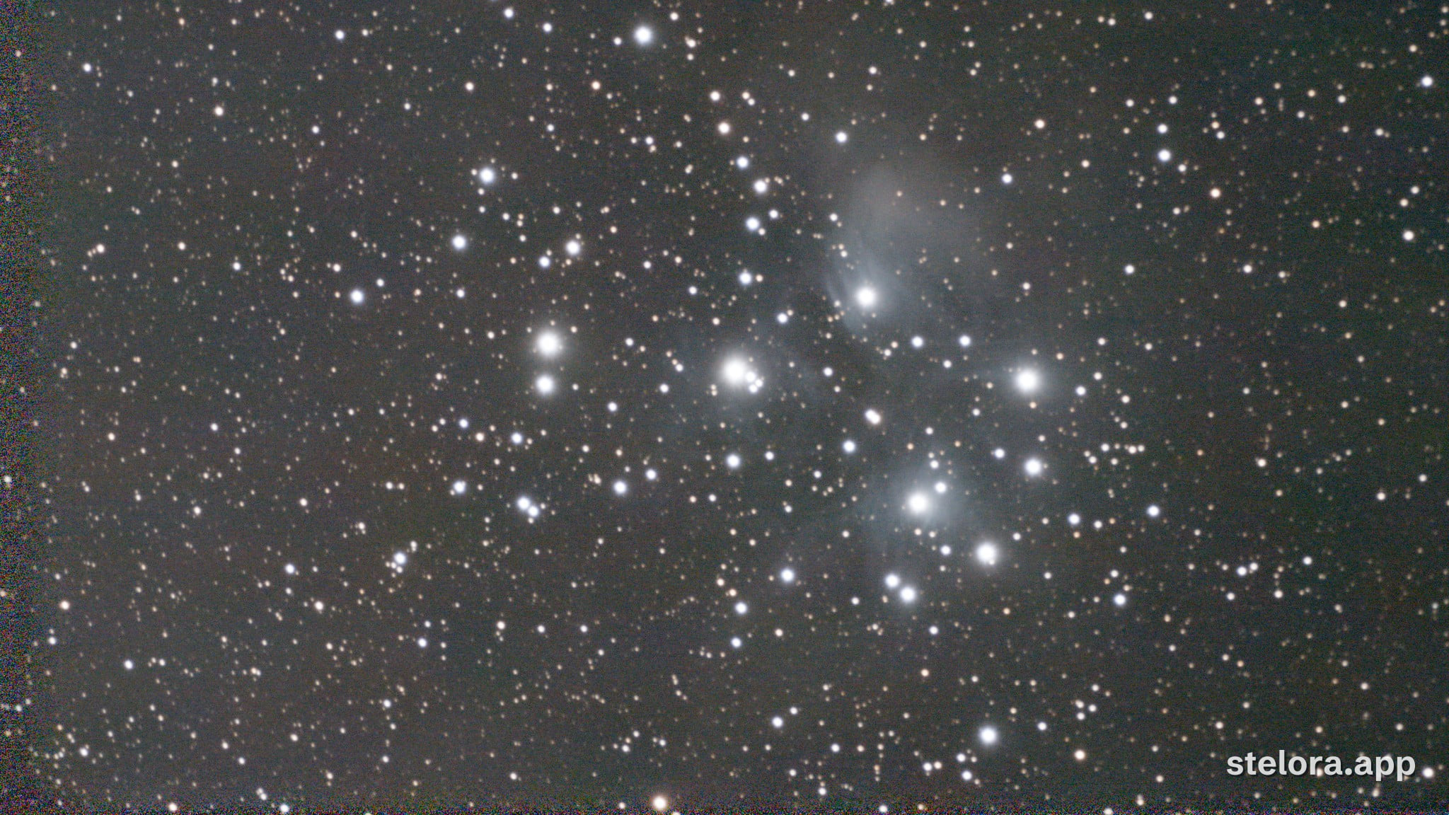 The raw capture of M 45, straight off the telescope